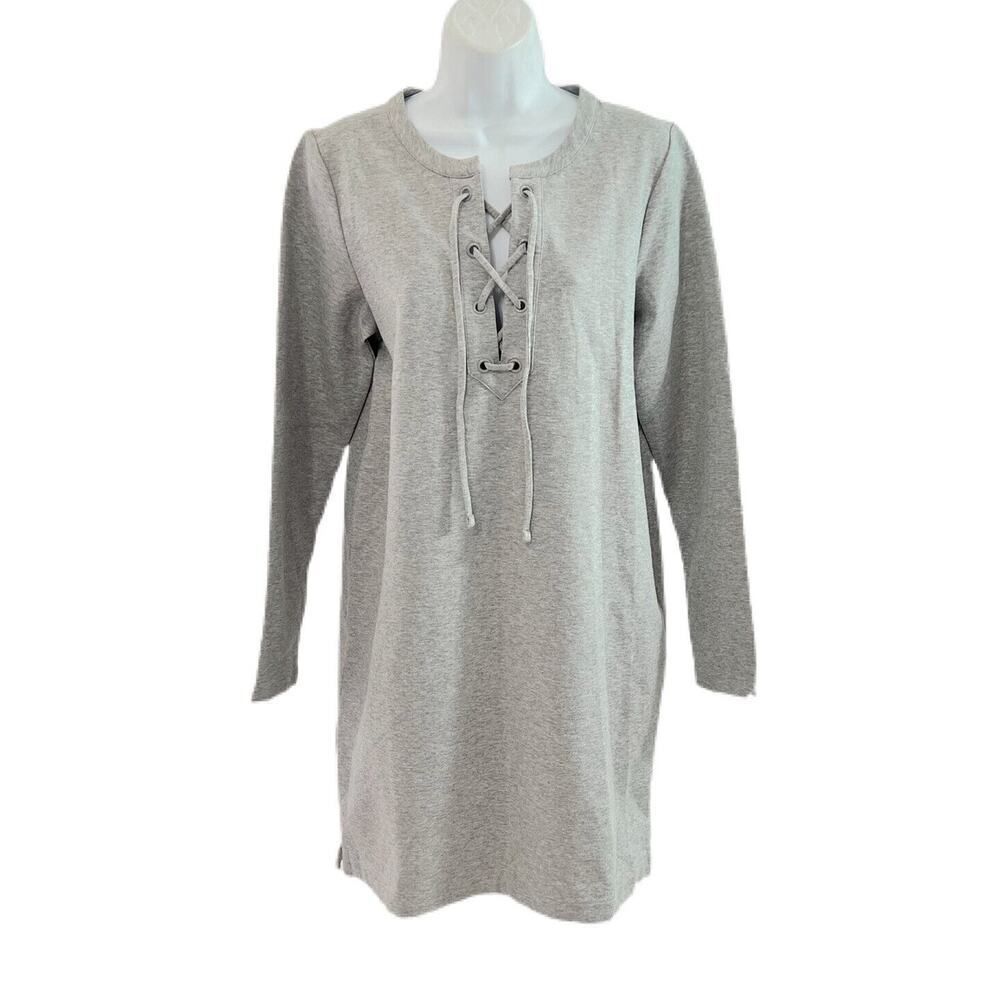 NEW J.Crew Factory Women's Sz M Heather Gray Long Sleeve Sweatshirt Dress NWT